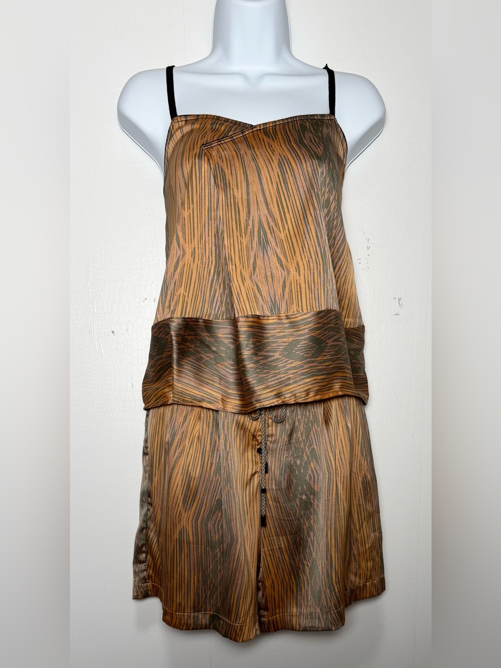 Derek Lam Silky Cami Shorts Set XS Ikat Print Pleated Resort Outfit